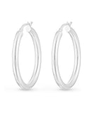 Sterling silver hoop earrings 3mm width 32mm diameter (British brand)