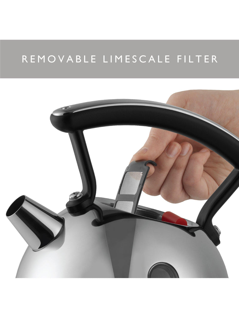 Dualit dome kettle Black/Steel 2L, imported from the UK