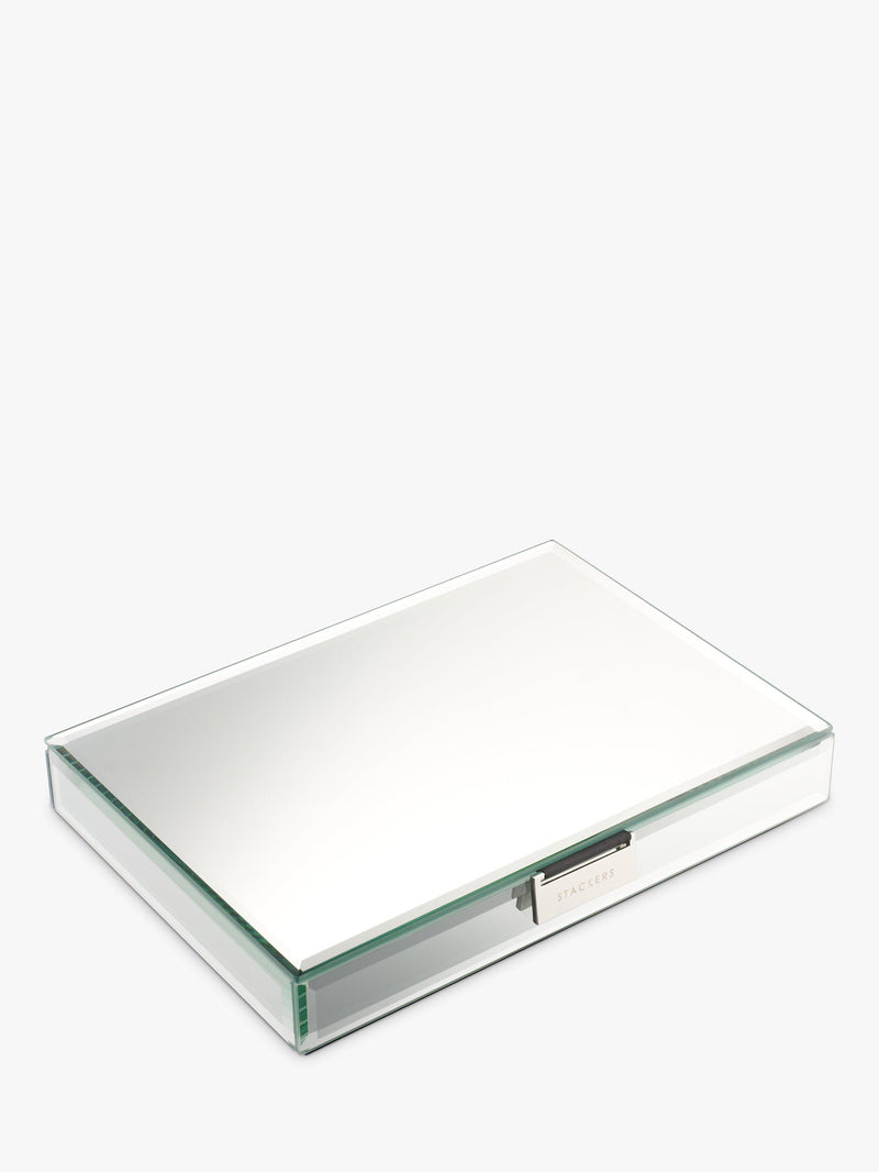 Glass jewellery box with lid and black faux suede lining (British brand)