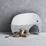Georg Jensen Moneyphant large stainless steel money box, UK version