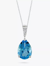John Lewis E.W Adams 9ct White Gold Pear Shaped Topaz Pendant Necklace, Blue- Buy online at McGrocer