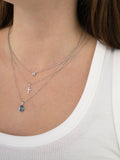 E.W Adams blue topaz pendant necklace 9ct white gold (British brand)