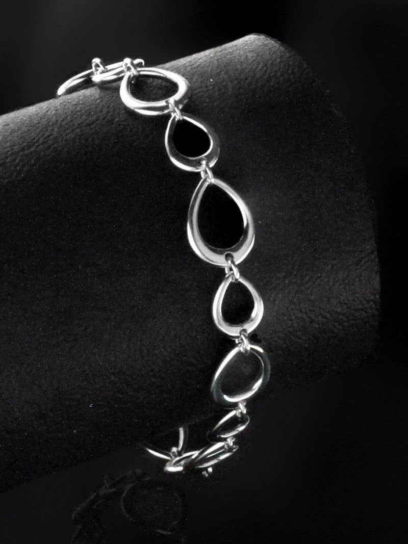 Nina B teardrop link bracelet sterling silver 20cm (British brand)