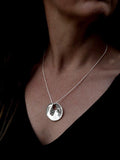 Nina B curved oval silver pendant with chain (British brand)