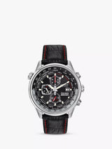 John Lewis Citizen Men's Red Arrows Eco-Drive Chronograph Leather Strap Watch Black 43mm- Buy online at McGrocer