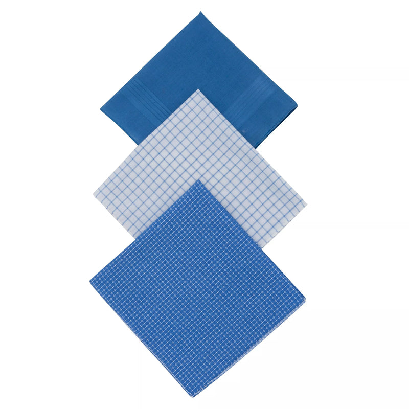 John Lewis pack of three blue handkerchiefs, imported from the UK
