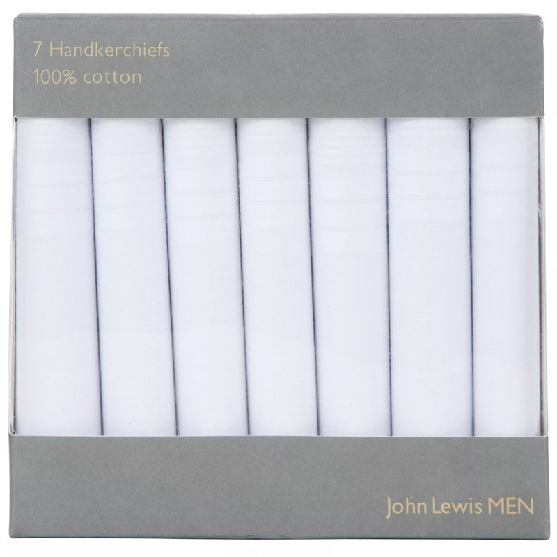 John Lewis white cotton handkerchiefs pack of 7, UK version