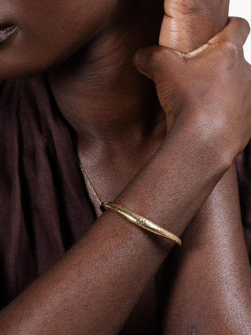 Dower & Hall Nomad curved torc bangle in gold vermeil - British product