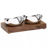 John Lewis Robert Welch Drift Pinch Pot Bowls with Walnut Stand Set of 2- Buy online at McGrocer
