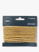 John Lewis Gold Rope Cord 5 Metres for Garment Embellishment and Crafts- Buy online at McGrocer