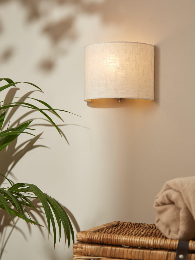 John Lewis Samantha wall light linen shade matt nickel silver - British product
