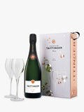 Taittinger Brut NV champagne and glasses gift set, 75cl (British brand)