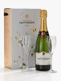 Taittinger Brut NV champagne and glasses gift set, 75cl (British brand)