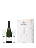 Taittinger Brut NV champagne and glasses gift set, 75cl (British brand)