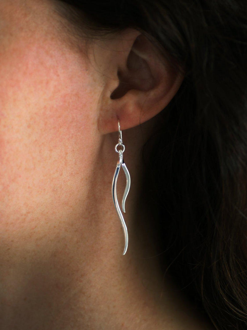 Nina B silver swirl drop earrings 6.5cm - British product