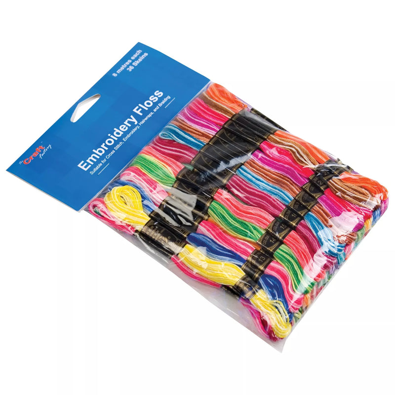 The Craft Factory embroidery floss rainbow 36 skeins, UK version