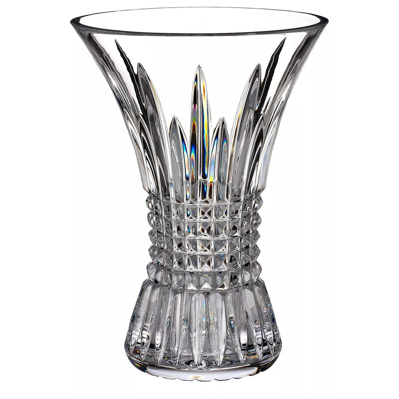 Waterford crystal diamond cut vase in clear, 20cm height (British brand)