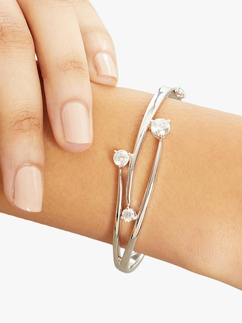 Jools by Jenny Brown cubic zirconia overlapping bangle silver (British brand)