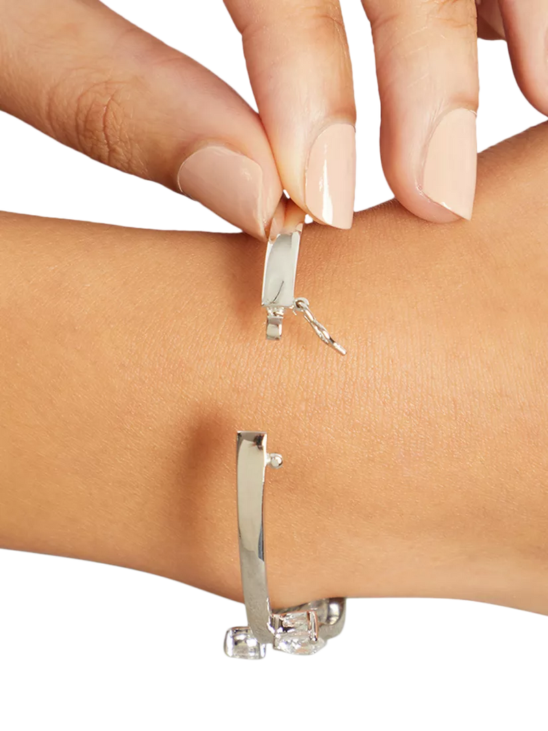 Jools by Jenny Brown cubic zirconia overlapping bangle silver (British brand)