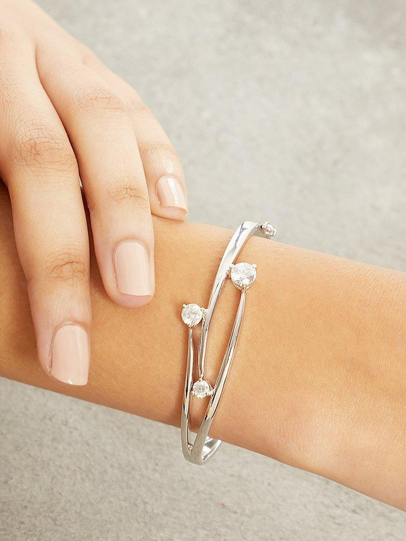 Jools by Jenny Brown cubic zirconia overlapping bangle silver (British brand)