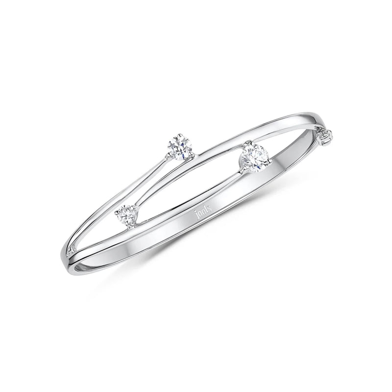 Jools by Jenny Brown cubic zirconia overlapping bangle silver (British brand)