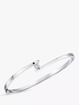 John Lewis Jools by Jenny Brown Parallel Lines Cubic Zirconia Bangle, Silver- Buy online at McGrocer