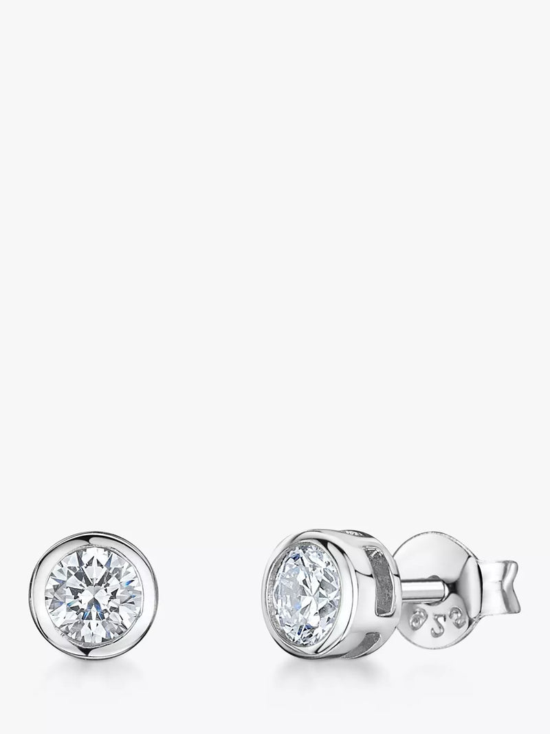 Jools by Jenny Brown cubic zirconia stud earrings silver, imported from the UK