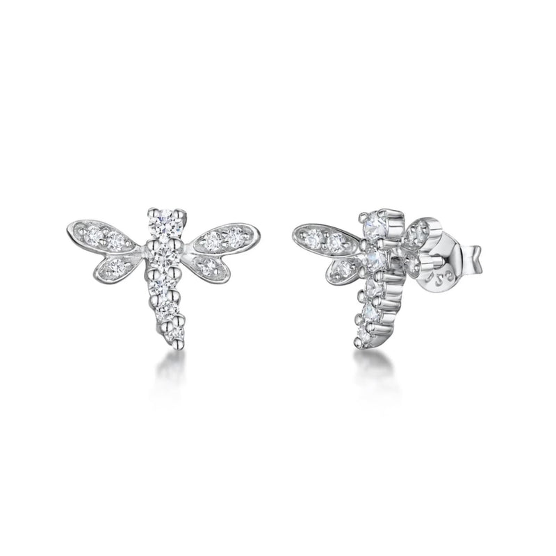 Jools by Jenny Brown dragonfly stud earrings with cubic zirconia (British brand)