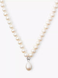 Lido sterling silver pendant necklace with freshwater pearls and cubic zirconia, UK version