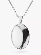 John Lewis Nina B Large Plain Locket Pendant Necklace Silver- Buy online at McGrocer