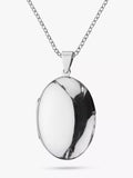 Nina B large plain locket pendant necklace silver (British brand)