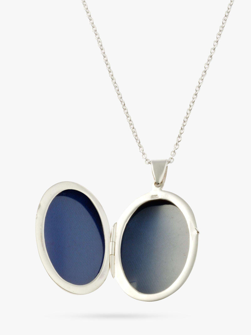 Nina B large plain locket pendant necklace silver (British brand)