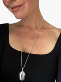 Nina B large plain locket pendant necklace silver (British brand)