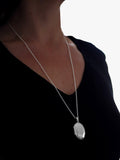 Nina B large plain locket pendant necklace silver (British brand)