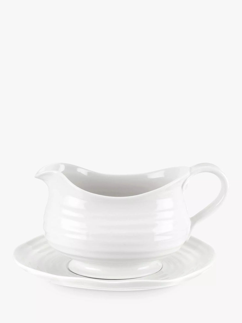 Portmeirion porcelain sauce and gravy boat with stand (British brand)