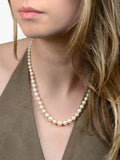 E.W Adams graduating white pearl necklace 9ct yellow gold - British product