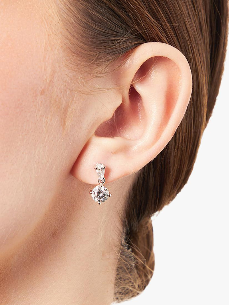 Jools by Jenny Brown silver drop earrings with cubic zirconia (British brand)