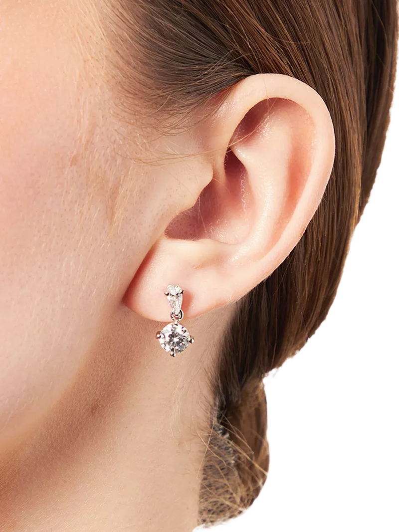 Jools by Jenny Brown silver drop earrings with cubic zirconia (British brand)