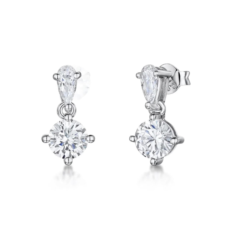 Jools by Jenny Brown silver drop earrings with cubic zirconia (British brand)