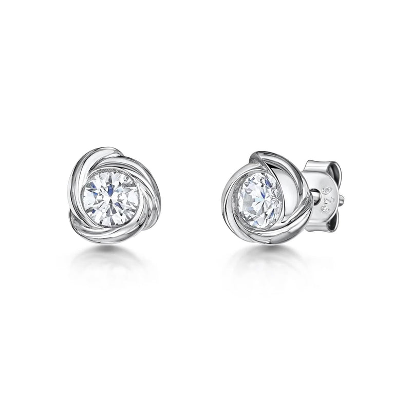 Jools by Jenny Brown infinity cubic zirconia stud earrings silver, imported from the UK