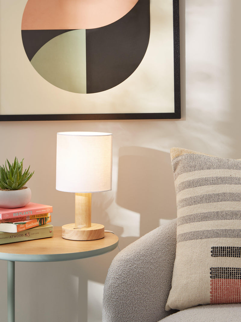 John Lewis Slater wood touch table lamp, UK version