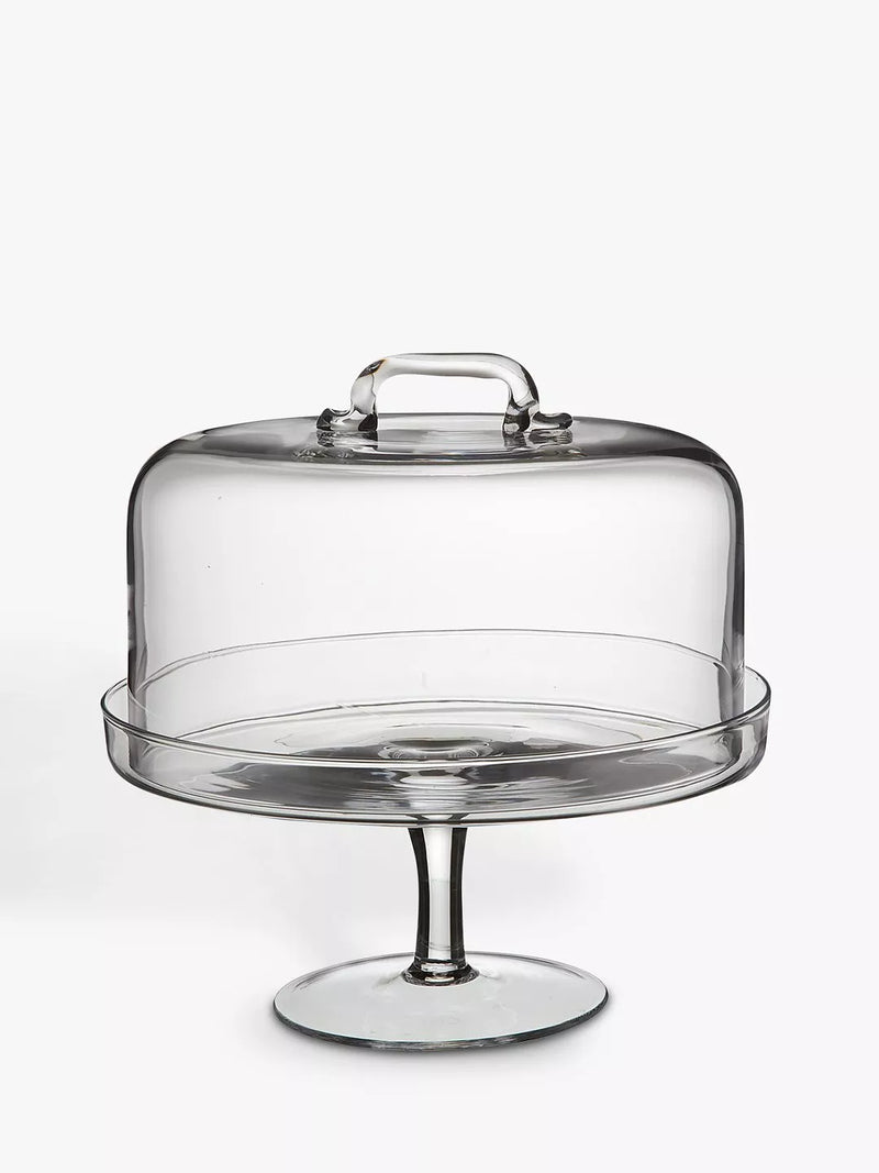 LSA International glass cake stand and dome 26.5cm, imported from the UK
