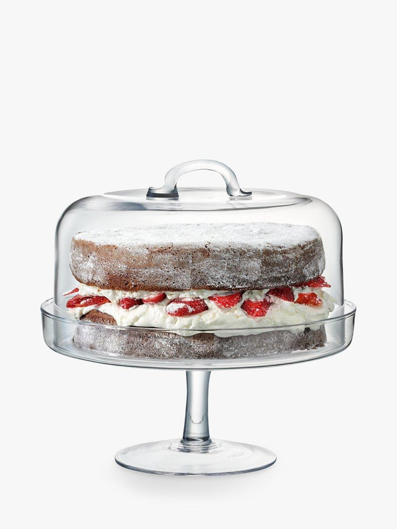 LSA International glass cake stand and dome 26.5cm, imported from the UK