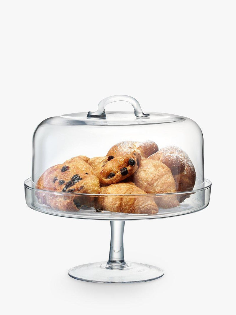 LSA International glass cake stand and dome 26.5cm, imported from the UK