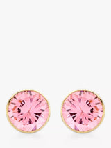 John Lewis IBB 9ct Gold Round Cubic Zirconia Stud Earrings, Pink, 0.5cm- Buy online at McGrocer
