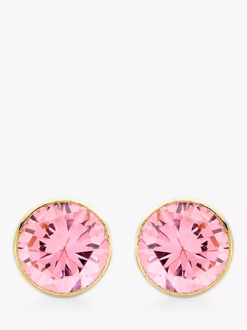 IBB 9ct gold pink cubic zirconia stud earrings, UK version