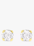 IBB 9ct gold round cubic zirconia stud earrings (British brand)