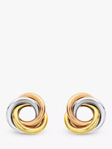 John Lewis IBB 9ct Three Colour Gold Knot Stud Earrings, Multi- Buy online at McGrocer