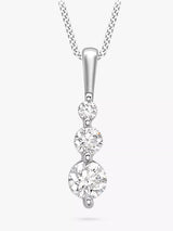 John Lewis IBB 9ct White Gold Curb Chain Trilogy Pendant Necklace, White, 46cm- Buy online at McGrocer
