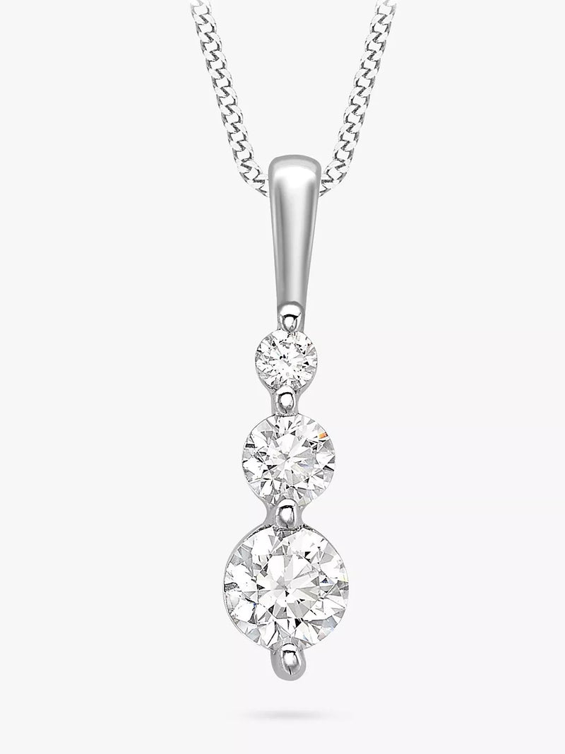 IBB 9ct white gold pendant necklace with cubic zirconia, UK version